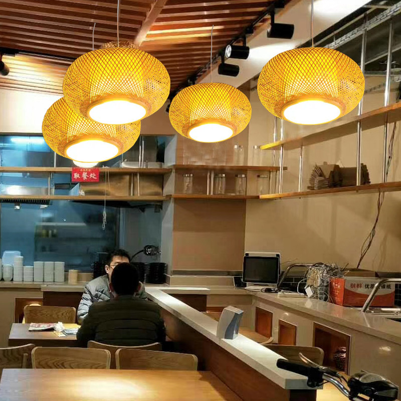 Bamboo-made-bamboo lantern Chinese style indoor suspension wire lamp tatami idyli idyfield hotel living-room book room suction ceiling light creative lamp