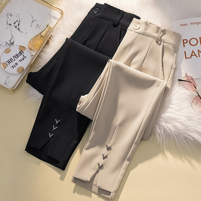 Large size women's high waist irregular suit pants 200 catties fat sister mm loose fashion casual straight cigarette pipe pants
