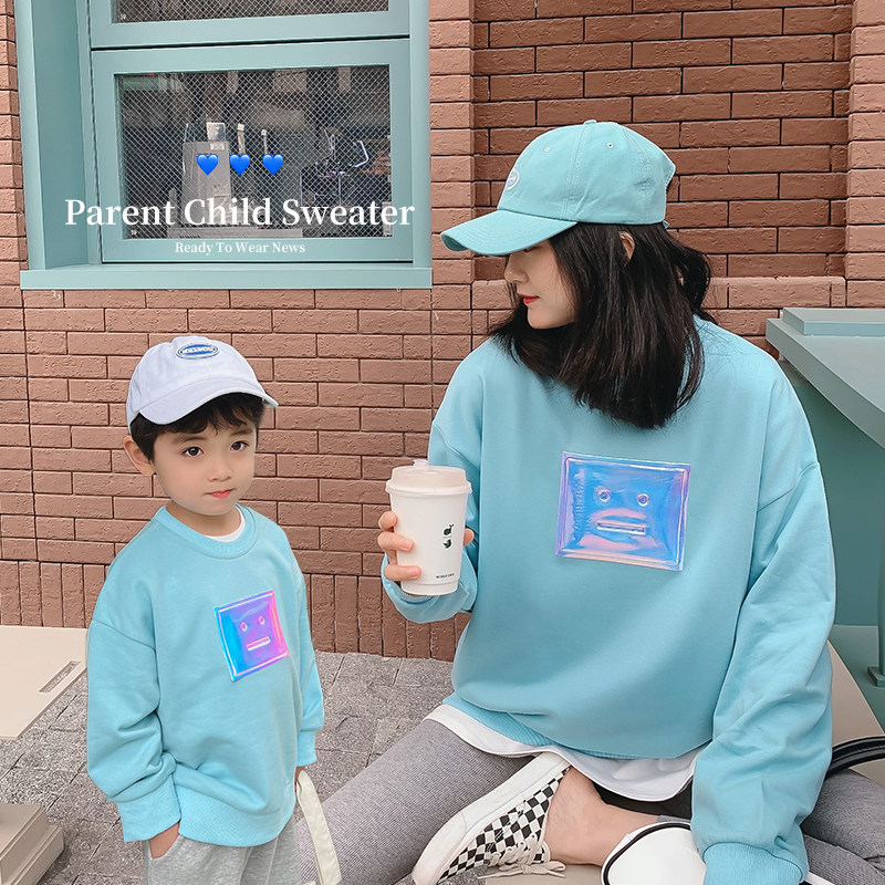 iwan home Ivan children's clothing 2022 autumn clothing new fashion pro-dress smiley face vegan mother and mother female bottling wave-Taobao