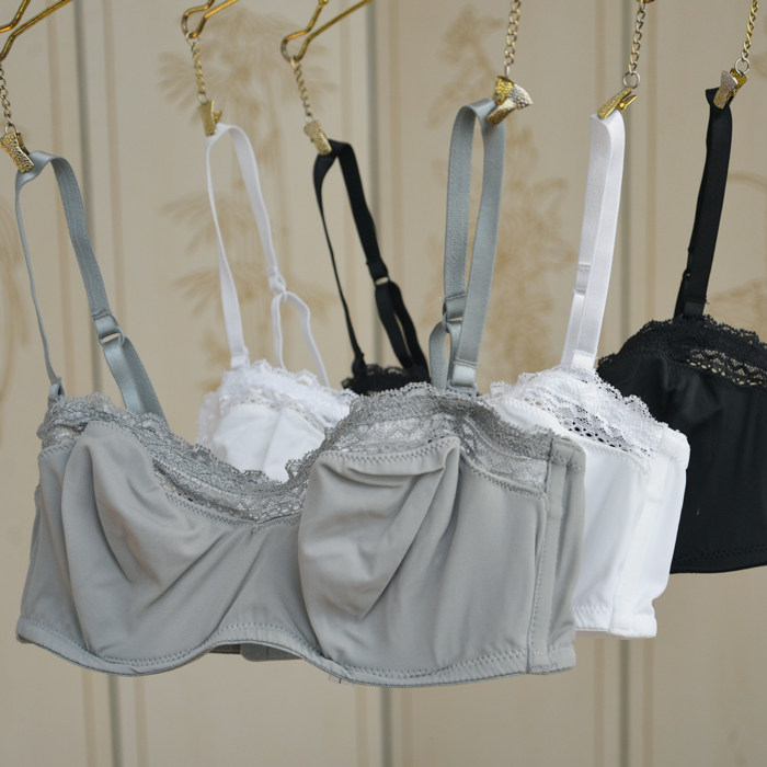 European and American single simple fashion ultra-thin comfortable half cup with silicone detachable shoulder strap bra underwear