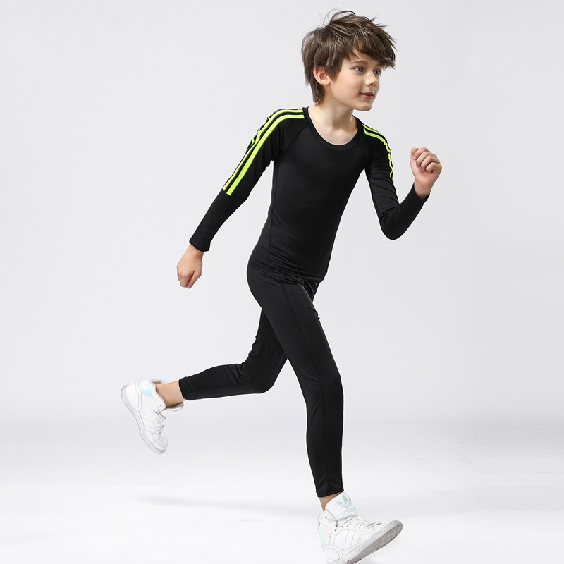 Children's sports tights set long sleeves autumn and winter two-piece quick-dry running football basketball base fitness suit