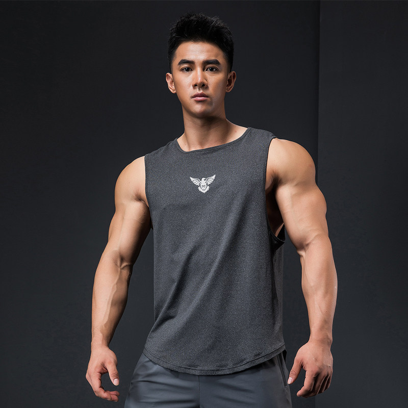 Iron Wolf Accommodative minimalist Breathable Training High Elasticity Sleeveless Sport Fitness Vest Speed Dry Coat Wide Shoulder sill