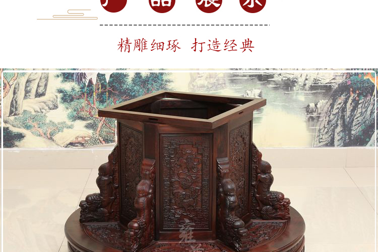 雍 尊 Bàn ăn tròn gỗ hồng mộc Indonesia và bàn ăn gỗ gụ cổ điển kết hợp bàn ăn gỗ gụ tròn gỗ hồng mộc - Bộ đồ nội thất giường thông minh