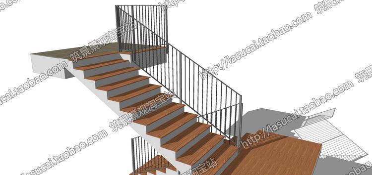 DB00717 SU组件Sketchup草图大师景观模型室内外铁艺旋转木楼...-4