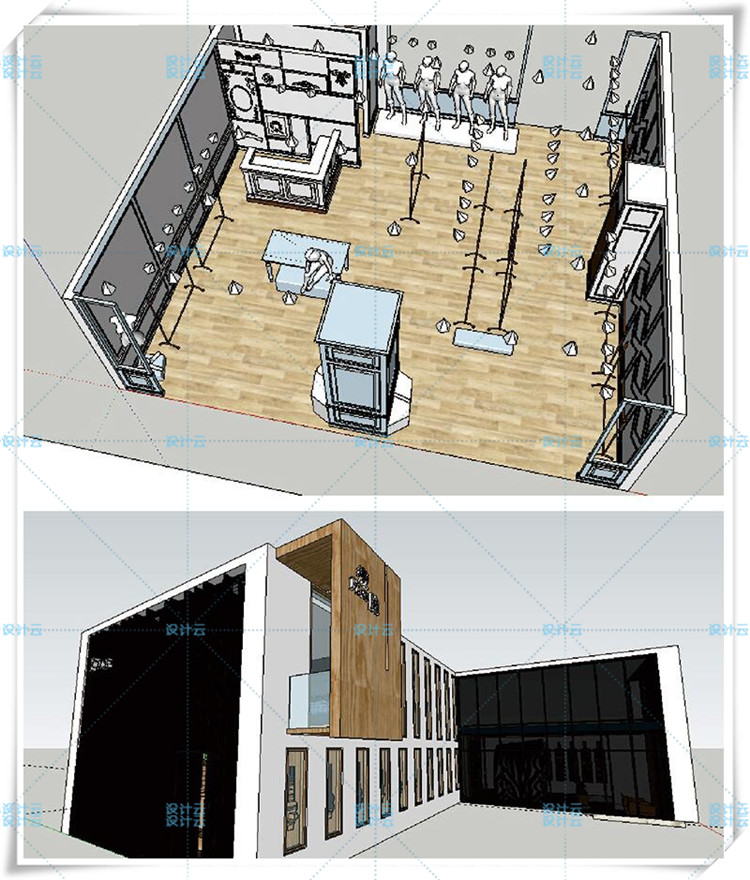SJ017 服装店专卖店室内设计模型/SU模型库材质素材-22