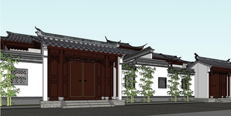 ZZ0176杭州绿城桃花源新中式联排别墅农家院建筑景观方案...-2