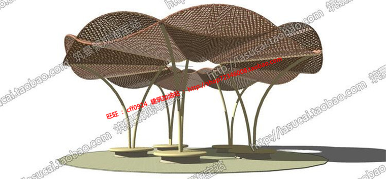 R207 SU组件Sketchup草图大师景观模型膜结构钢架网构筑物停...-11