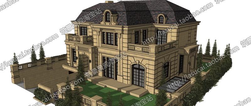 DB00638 SU组件Sketchup草图大师法式古典风格别墅住宅会所建...-12