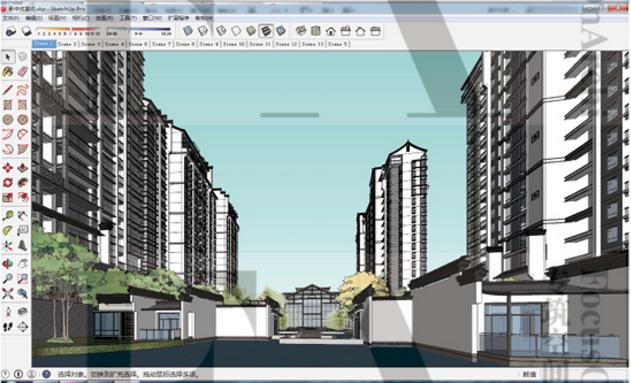 ZZ0090新中式徽派风格别墅住宅建筑方案设计SketchUp模型草模...-13