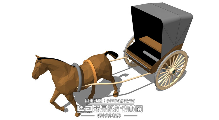 DB00928马车人力车欧式风格su模型草图大师模型设计sketchup图...-1