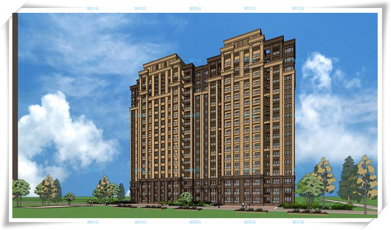 SJ053草图大师模型高层住宅SU模型中式欧式英式式古典现代...-2