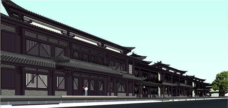 SU00194 SU汉代商业街仿古建筑方案设计资源素材sketchup-7