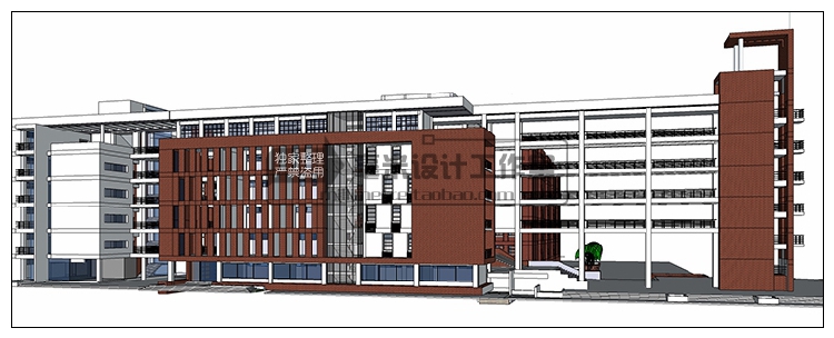 DB08231 中小学校园 SU模型 教学楼学校规划景观sketchup教育建...-8