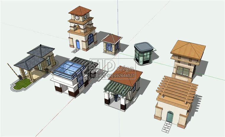 SU002238个岗亭大门欧式风格su模型作品资源-4