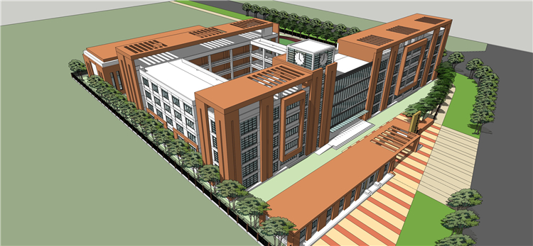 DB00504大学中学小学校园学校教学楼建筑设计SU模型SketchUp草...-2