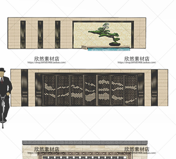 R241 su园林景观设计新中式新亚洲禅意景墙草图大师S...-10