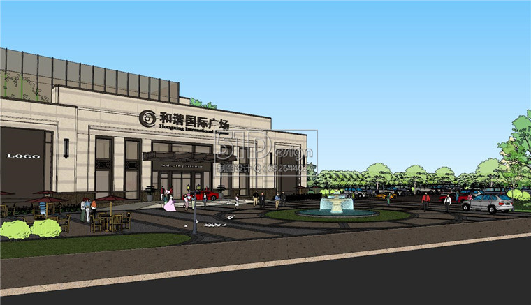 SU00238和谐国际商业广场大门su精细模型建筑方案设计sketchup-1