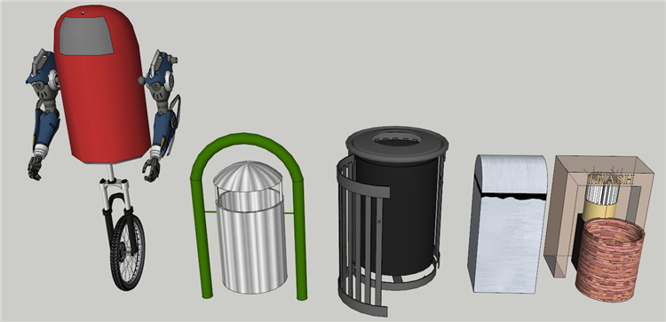 DB00574 景观室内外垃圾桶垃圾箱回收箱设计SU模型SketchUp草...-1