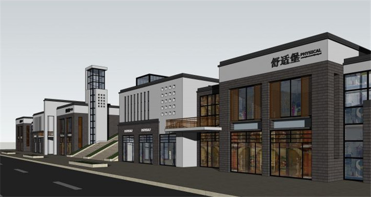 SU00164新中式商业街步行街SU模型创意建筑方案设计sketchup-3