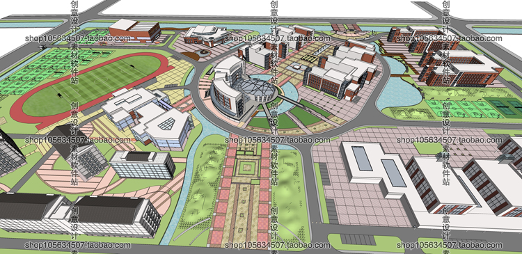 DB08101大学中学小学幼儿园学校SketchUp模型草图大师校园SU教...-5