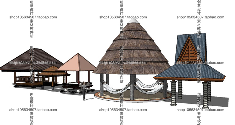 R202-Sketchup模型库草图大师亭子SU凉亭古建亭欧式亭中式亭...-12