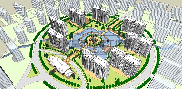 DB08225居住区规划 小区建筑方案 SU模型 高层楼盘住宅-12