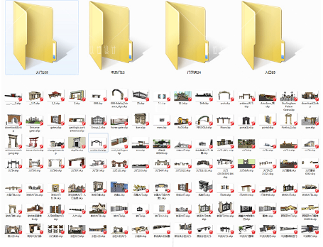 YH00372大门入口门房sketchup组件模型草图大师 SU-1