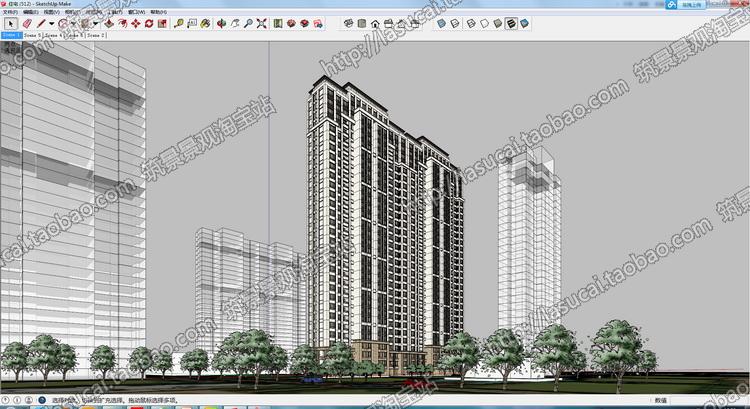 DB00759Sketchup组件SU草图大师住宅居住区别墅高层建筑模型毕...-2