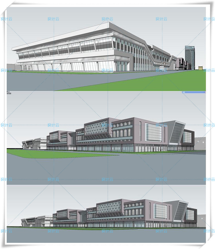 SJ031工业SU模型厂房Sketchup模型 工业园/示范区/改造/办公楼-7