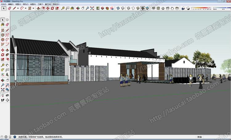 DB00901SU中式风格建筑模型Sketchup徽派组件别墅商业住宅办公...-6