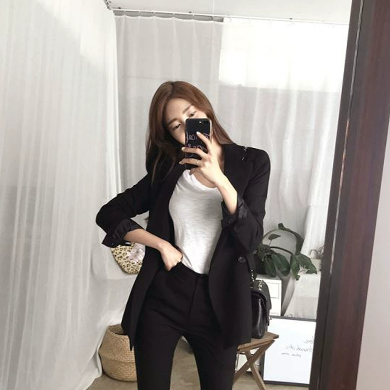 2019 thời trang mới mỏng nhỏ phù hợp với áo khoác phụ nữ khí chất quần âu chuyên nghiệp phù hợp với quần thủy triều micro-la - Business Suit