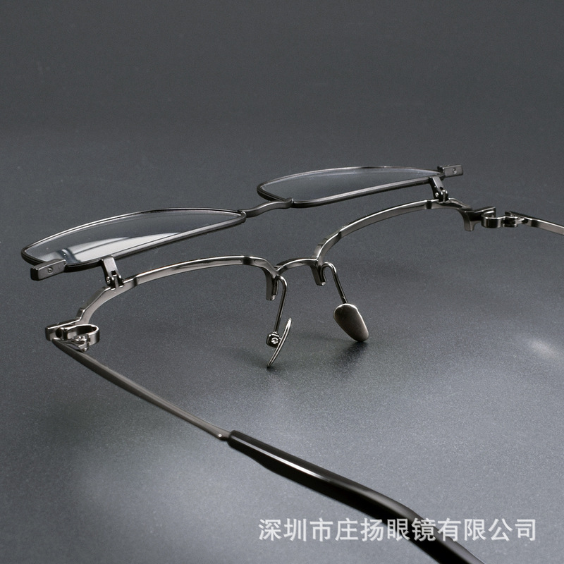 Flip-Top New Model S-401T Square Pure Titanium Flip-Top Eyeglass Frame Titanium Frame Dual-Use Ultra-Light Eyeglass Frame for Men Flip-Top New Model S-401T Square Pure Titanium Flip-Top Eyeglass Frame Titanium Frame Dual-Use Ultra-Light Eyeglass Frame for Men
