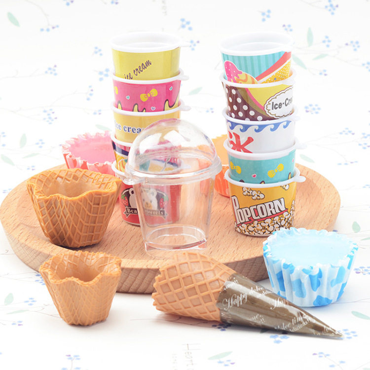 Emulated ice cream sweet drum Crisp Cream Clay Snowflake Mud Handmade DIY Sticker Small Ice Cup Accessories