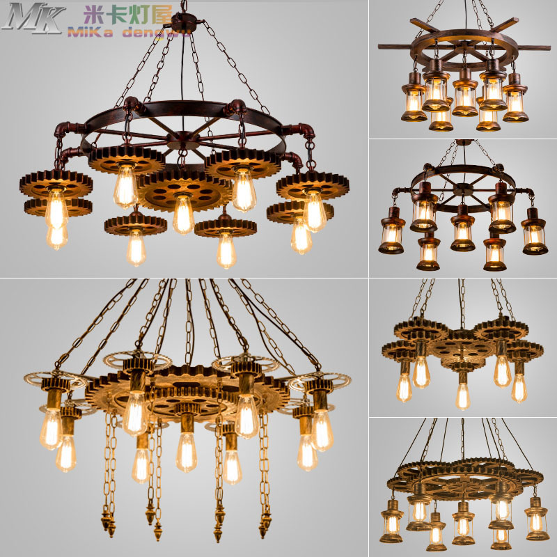 Retro Chandelier, Industrial Style Clothing Store, Hair Salon, Tattoo Shop, Bar, Restaurant, Hotel Private Room, Rotating Gear Lamp