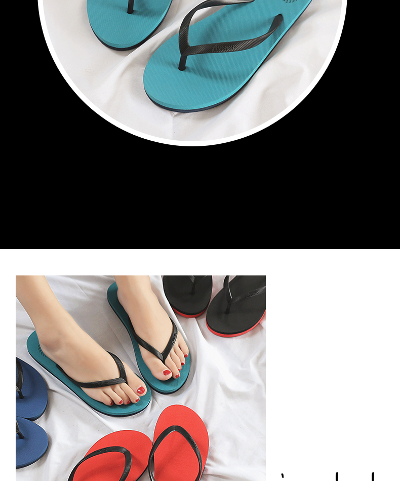 Mùa hè mới flip flops ladies phẳng dép chống trượt và dép đi trong nhà Châu Âu và Mỹ đơn giản màu rắn bãi biển cao su giày flip flops