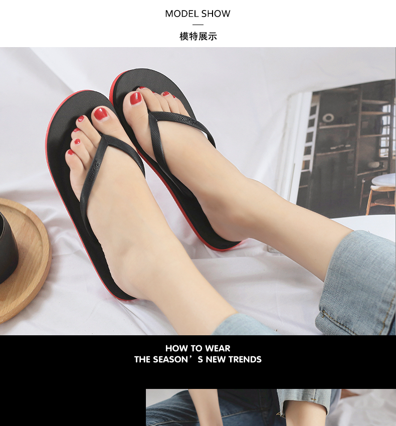 Mùa hè mới flip flops ladies phẳng dép chống trượt và dép đi trong nhà Châu Âu và Mỹ đơn giản màu rắn bãi biển cao su giày flip flops