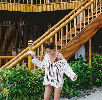 Seaside Holiday Breathable Bikini Blouse Hot Spring Swimsuit Outside Long Sleeve Blouse Women Beach Sunscreen Jacket