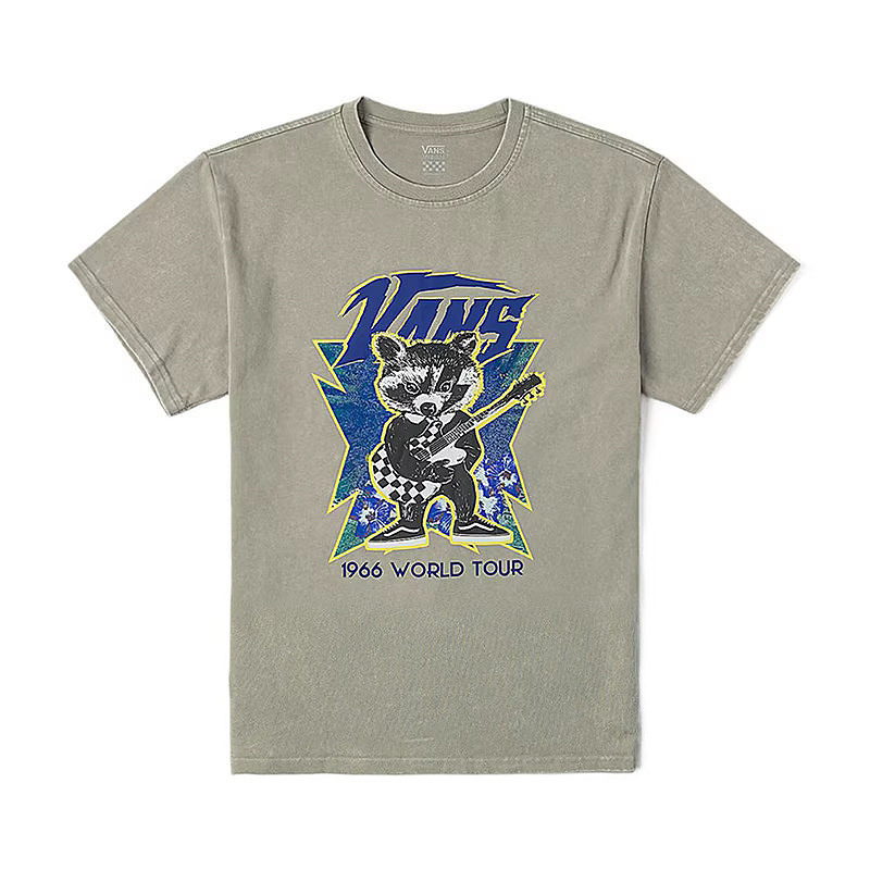 Vans New Women's Sports Casual Short-Sleeved T-Shirt Rock Raccoon Cartoon Top Vn000Nmnzuj