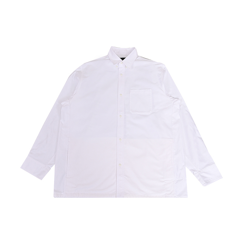 Vans New Men's Long-Sleeved Shirt with Lapel, Loose and Versatile, Solid Color Trendy Top Vn000P04Wht