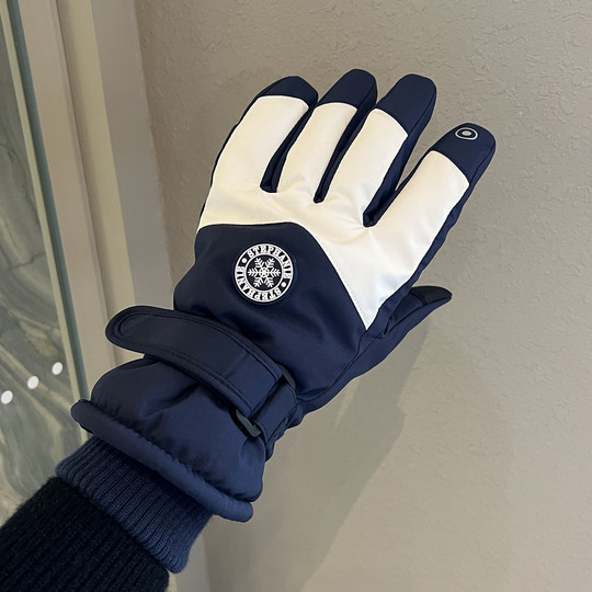 Ski Gloves for Men and Women, Winter Warm, Fleece-Lined, Thickened, Windproof, Cold-Proof, Waterproof, Touchscreen-Compatible, Five-Fingered, Couple Style