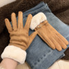 Women's Winter Gloves 2024 New Style, Fleece-Lined, Thickened, Warm, Windproof, Cold-Resistant, Suitable for Outdoor Cycling and Driving, Touchscreen Compatible, Five-Finger Design