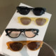 European and American retro triangle cat eye small face sunglasses for women, high-end ins small frame sun protection concave shape photo sunglasses