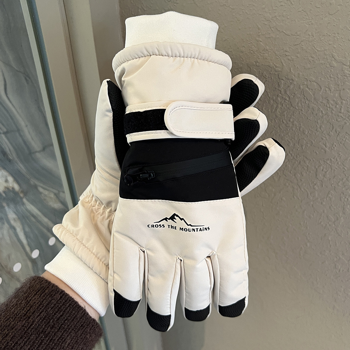 Men's Winter Ski Gloves, Warm, Fleece-Lined, Thickened, Windproof, Cold-Proof, Outdoor Cycling Motorcycle Gloves, Touchscreen-Compatible, Women's Gloves