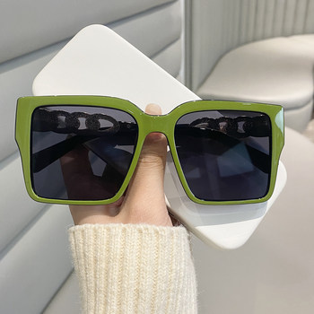 Korean Style Large Frame Green Sunglasses for Women with Round Faces ins Street Style Sunglasses Anti-Uv Travel Sunshade Glasses
