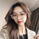 Korean ins retro small round frame black literary flat mirror female internet celebrity small face plain decorative frame male myopia
