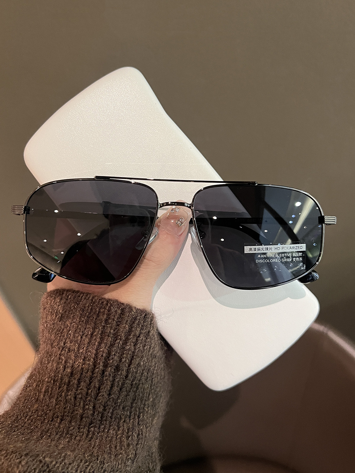 Retro Asymmetrical Double-Beam Sunglasses for Men 2024 New Style High-End Polarized Sunglasses for Driving with Uv Protection