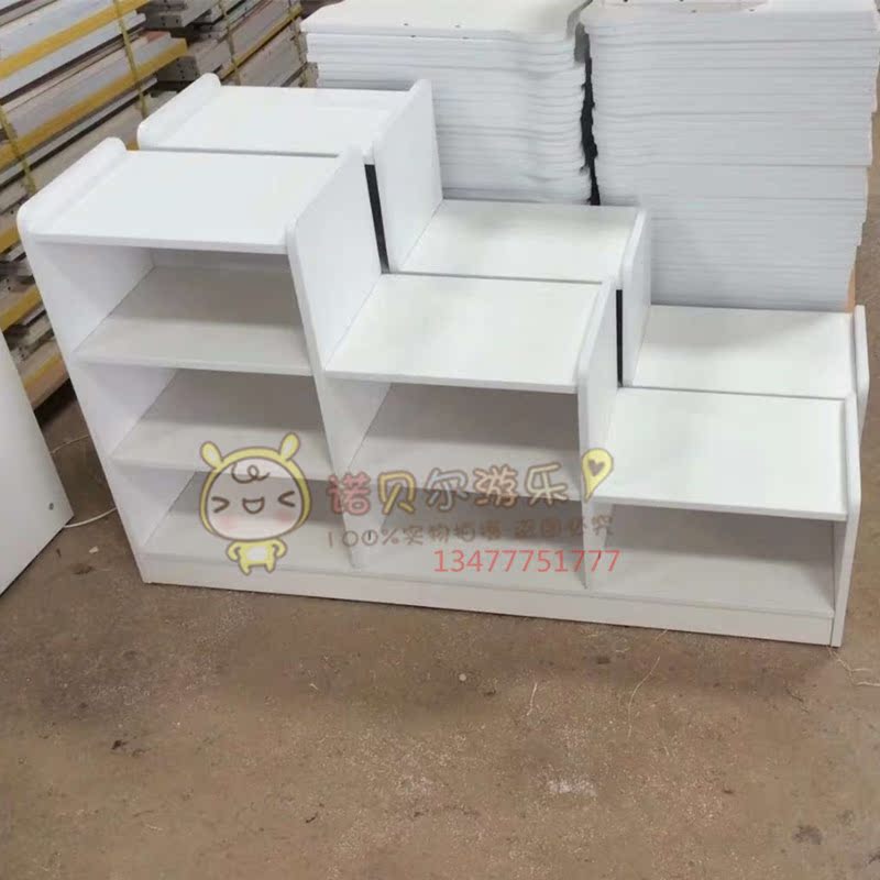 New product recommendation early education garden children's wooden finishing cabinet white ladder cabinet high and low cabinet combination toy cabinet storage shelf