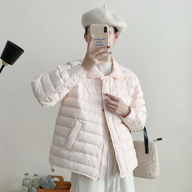 Lightweight Lapel down Jacket for Women, 2025 Winter New Korean Style, Fashionable, Loose Fit, Petite, Sweet and Beautiful Coat