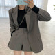 Korean chic spring French elegant lapel two button loose suit jacket + high waist wide leg trousers shorts