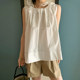 Korean chic all-match open line design bow shoulder strap sleeveless shirt + high waist loose slit casual pants women